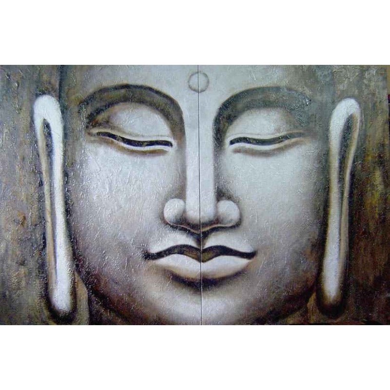 Arte moderno-Cuadro Diptico Buda pintado-decoración pared-Cuadros Decorativos y artículos decoración-venta online